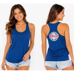 Soft As A Grape Tank Top S Blue Texas Rangers MLB Racerback Slub Graphic New